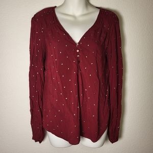 Rebecca Taylor Metal Polka Dot Blouse size 4 in Red